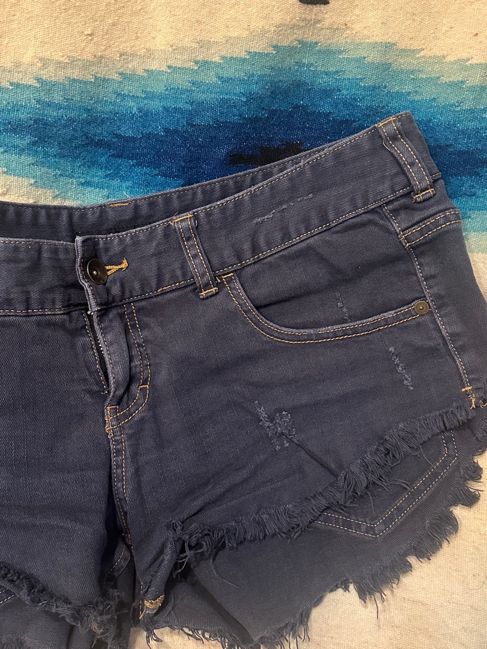 Billabong ultra low rise cut off Denim Shorts- faded black sz 30